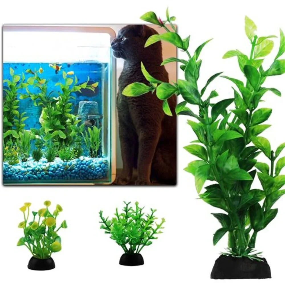 Fish Tank Accessories Green Plants, 10pcs Green Fish Tank Decorations,
